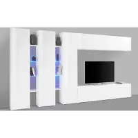 Freiraum Wohnwand >Benevent< (7-teilig) in Weiß Hochglanz - 340x180x30 (BxHxT)