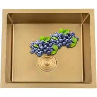 StarTech.com Küchenspüle aus Edelstahl - Einbeckenspüle - 50 x 45 cm - Rechteckig - Mit Wasserhahn - 1 Loch - Sieb & Rückflussventil - Aufsatz- oder Einbau - Gold