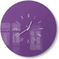 DEQORI Glasuhr Ø50 cm Römisch 'Violett' Wanduhr Glas Uhr Design leise Küchenuhr