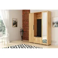 FURMEB Patryk Hojka FurMeb24 LAURA Kleiderschrank 120x190 cm - Craft Gold - mit Spiegel, rechte Seite