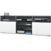 Vladon TV-Board Granada, Lowboard mit 2 Türen und 6 offenen Fächern, Korpus Anthrazit matt, Fronten in Weiß matt (146 x 54 x 35 cm)