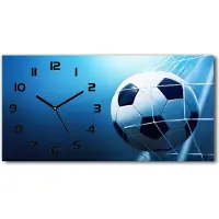 Tulup Wanduhr aus Glas – 60x30 cm - Glasbild - Glasuhr - Gehärtetes Glas - schwarze-zeiger - Ball im Tor