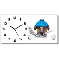 Tulup Wanduhr aus Glas – 60x30 cm - Glasbild - Glasuhr - Gehärtetes Glas - schwarze-zeiger - Ill dog