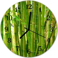 Tulup Glasuhr Wanduhr Küchenuhr Echt-Glas 30fi cm Bambus Pflanze grün