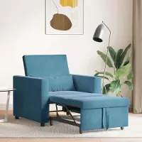 vidaXL "Winterschlussverkauf "Einzelsessel moderne - CLORIS - Relaxsessel - Ausziehbare Schlafcouch Einzel Blau 90 x 165 x 87 cm Samt - 90,0 x 165,0 x 87,0 cm - DEMöbel5700480