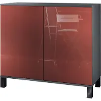 Vladon Kommode Skadu V3, Moderner Küchenschrank mit 2 großen Türen Anthrazit matt / Bordeaux Hochglanz (92,5 x 84.5 x 35)
