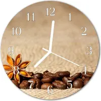 Tulup Glasuhr Wanduhr Küchenuhr Echt-Glas 30fi cm Kaffeebohnen braun
