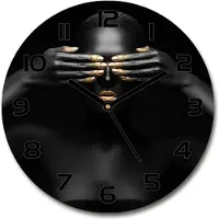 Tulup Wanduhr aus Glas 30fi Glasbild Glasuhr Gehärtetes Glas - schwarze-zeiger - Woman in black
