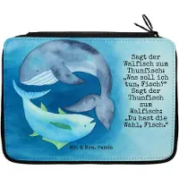 Mr. & Mrs. Panda Federmäppchen Walfisch Thunfisch Design - Weiß - Geschenk, Spruch Lustig, Flachwitz, Schulmäppchen, Federtasche, Witz, Wahl, Etui, Schlampermäppchen
