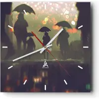 ARTTOR Wanduhr - Quadrat - Glasuhr - Straße Regen Wasser - 30x30cm - Schleichendes Uhrwerk - Lautlos - zum Aufhängen bereit - Dekoration Modern - Wanddekoration aus Glas - C3AC30x30-3885