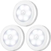 Novzep Rundes intelligentes weißes LED-Nachtlicht, batteriebetrieben, für Schrank, Nachttisch, Schlafzimmer, Kleiderschrank, Schrankbeleuchtung, magnetisches