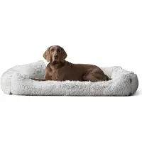 Tierlando Orthopädisches Hundebett PEDRO Shaggy kuscheliger Langflor - Größe: 160x110cm | Farbe: 20 Weißgrau