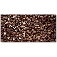 Tulup Wanduhr aus Glas – 60x30 cm - Glasbild - Glasuhr - Gehärtetes Glas - weisse-zeiger - Kaffeebohnen