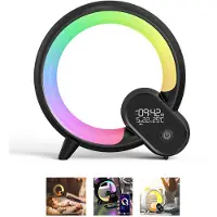 Novzep Intelligentes Wecklicht, Nachtlampe fürs Schlafzimmer, intelligenter Wecker mit Bluetooth-App und Fernbedienung,Schlummerfunktion,für Kinder