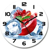 Tulup Wanduhr aus Glas 30fi Glasbild Glasuhr Gehärtetes Glas - schwarze-zeiger - Pomegranate with ice