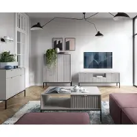 Lomadox Wohnmöbel Set grau, Fußgestell schwarz, NEWCASTLE-160, 4-teilig inkl. Couchtisch