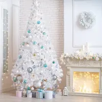 Salcar 210 cm Künstlich Weihnachtsbaum mit Klappsystem und Metallständer, Ø ca. 115 cm mit 1025 Spitzen, Weiß