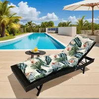 Ele eleoption (Hawaii-Stil) Auflage für Liegestuhl 180x50x10cm, Gartenliegen Kissen Wasserdicht, Outdoor Liegenauflage mit Befestigungsbändern, Deckchair Polster, Auflagen für Sonnenliegen