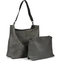 StyleBREAKER Damen 2 in 1 Umhängetasche mit Nietengurt, geprägtes Kunstleder Vintage Look, Innentasche Schultertasche 02012356