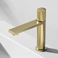 Mai&Mai Mai & Mai Wasserhahn Bad Waschtischarmatur Einhebelmischer Mischbatterie Bad Armatur aus Edelstahl mit Wassersparfunktion Gebürstet gold 17.7cm Fino-01