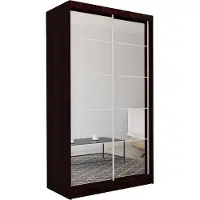 Masseno Schiebetürenschrank FIORELLA 150 cm Kleiderschrank Schlafzimmer Schrank 2-türig mit Spiegel Wengefarben