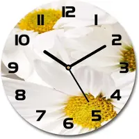 Tulup Wanduhr aus Glas 30fi Glasbild Glasuhr Gehärtetes Glas - schwarze-zeiger - daisies