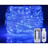 Lapalife LED Lichterkette 10m 8 Lichtmodi USB mit Fernbedienung für Innen Garten Weihnachten Hochzeit Party, Blau