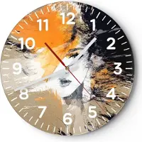 ARTTOR Wanduhr - Rund - Glasuhr - Abstraktion Frau - 40x40cm - Schleichendes Uhrwerk - Lautlos - zum Aufhängen bereit - Dekoration Modern - Wanddekoration aus Glas - C4AR40x40-3656