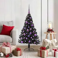 vidaXL "Schlussverkauf" Künstlicher vorbeleuchteter Weihnachtsbaum(1 pc) - Kunstbaum/Tannenbaum - Schwarz 120 cm PVC C7843