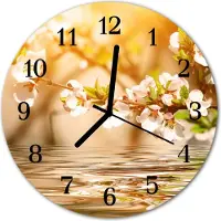 Tulup Glasuhr Wanduhr Küchenuhr Echt-Glas 30fi cm Blumen mehrfarbig