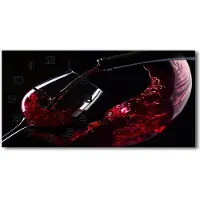 Tulup Wanduhr aus Glas – 60x30 cm - Glasbild - Glasuhr - Gehärtetes Glas - schwarze-zeiger - Rotwein