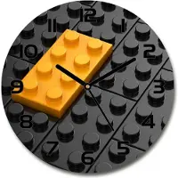 Tulup Wanduhr aus Glas 30fi Glasbild Glasuhr Gehärtetes Glas - schwarze-zeiger - Lego bricks