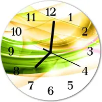 Tulup Glasuhr Wanduhr Küchenuhr Echt-Glas 30fi cm Abstraktes grün gelb