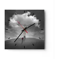 ARTTOR Wanduhr - Quadrat - Glasuhr - Symbol Leiter Himmel - 30x30cm - Schleichendes Uhrwerk - Lautlos - zum Aufhängen bereit - Dekoration Modern - Wanddekoration aus Glas - C3AC30x30-4900