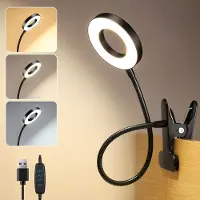 Zelurxx LED-Nachtlicht mit Clip, Tischlampe zum Lesen, 3 Modi & 10 Dimmstufen, Wiederaufladbar, 50 cm, 360° Flexibel, für Kinder, Jugendliche, Schwarz