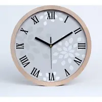 Tulup Holzuhr 20fi cm wanduhr - schwarze Spitzen - Blumenmuster