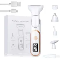 Kuny Rasierer Damen, 5-in-1 Intimrasierer für Frauen, LCD-Display 180° Winkel Verstellbar Rasierer Damen Wasserdicht Wiederaufladbarer Damenrasierer