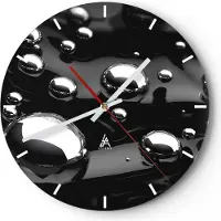 ARTTOR Wanduhr - Rund - Glasuhr - Chrom Metall Reflexion - 30x30cm - Schleichendes Uhrwerk - Lautlos - zum Aufhängen bereit - Dekoration Modern - Wanddekoration aus Glas - C3AR30x30-2525
