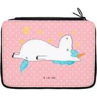 Mr. & Mrs. Panda Mäppchen Einhorn Sternenhimmel - Rot Pastell - Geschenk, Schulmäppchen, Etui, Einhörner, Unicorn, Verrückt, Schreibmappe, Sterne, Federtasche, Stifteetui