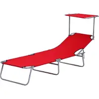 Dopwii Sonnenliege klappbar Gartenliege mit Dach, Liegestuhl mit 4-Fach verstellbare Rückenlehne, wetterfeste Campingliege bis 120 kg belastbar, für Garten Strand Pool, Rot