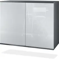 Vladon Kommode Skadu V3, Moderner Küchenschrank mit 2 großen Türen Anthrazit matt / Weiß Hochglanz (92,5 x 73.5 x 35)