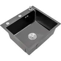 StarTech.com Küchenspüle - Einzelbecken - Edelstahl - 50 x 45 cm - Höhe 20 cm - Mit Armatur - 1 Loch - Aufsatzmontage - Schwarz