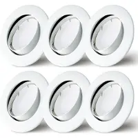 NCC-Licht 6er Set Einbaustrahler Perlsilber Ø75mm Lochbohrung mit LED Modul 5 Watt 400 Lumen Warmweiß 2700K ultra flach 30mm schwenkbar