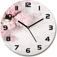Tulup Wanduhr aus Glas 30fi Glasbild Glasuhr Gehärtetes Glas - schwarze-zeiger - Peonies