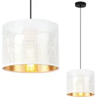 Light11 HOME Asti Schwarze Hängelampe 1 Flacher Weissgold-Lampenschirm 20Cm