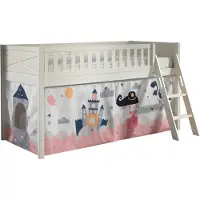 58 aufm Kessel Kinderbett Karyl 208x114x135 Massivholz Weiß Textilset Princess Sophie