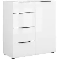 Freiraum Kommode >style< in weiß matt - Weißglas - 90x98,7x40cm (BxHxT)