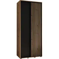 MEBLE KRYSPOL Lanko 1 Schrank mit 2 Schiebetüren - 235,2x110x45 cm - Artisan Schwarz Artisan