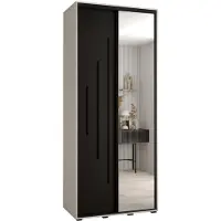 MEBLE KRYSPOL Davos 13 Schrank, zwei Türen - 235,2x100x45 cm - Weiß Schwarz Schwarz