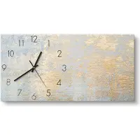 DEQORI Glasuhr 60x30 cm Zahlen 'Wand mit Gold-Struktur' Wanduhr Glas Uhr Design leise